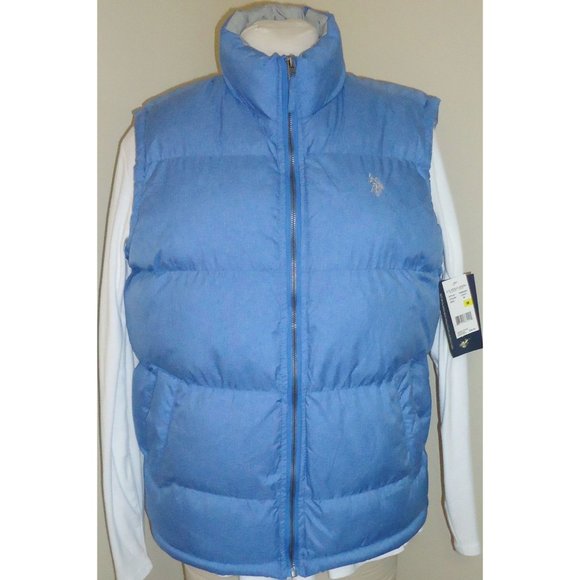 U.S. Polo Assn. Other - NEW US Polo Assn Vest Men's Medium Blue Full Zip Puffer Vest 100% Polyester Logo